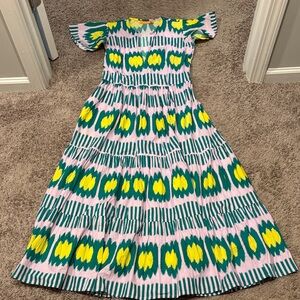 Oliphant Pink and Green Maxi Dress